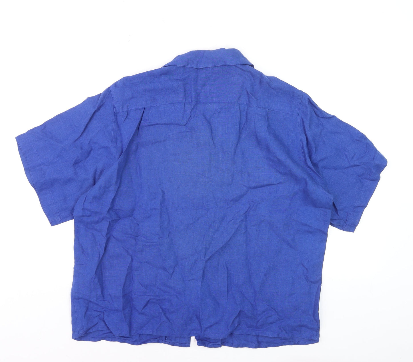 Richard Malcolm Women's Blue Linen Button-Up Shirt Size 14