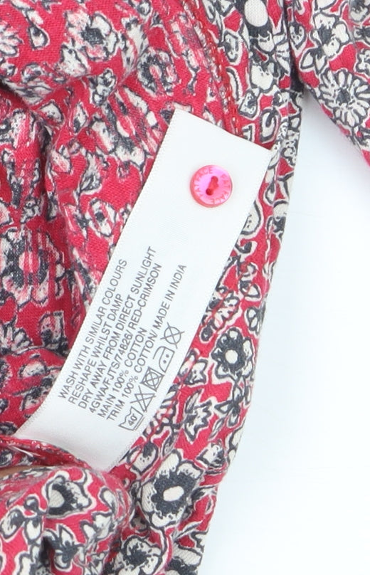 FatFace Women’s Red Floral Cotton Tunic Blouse Size 14