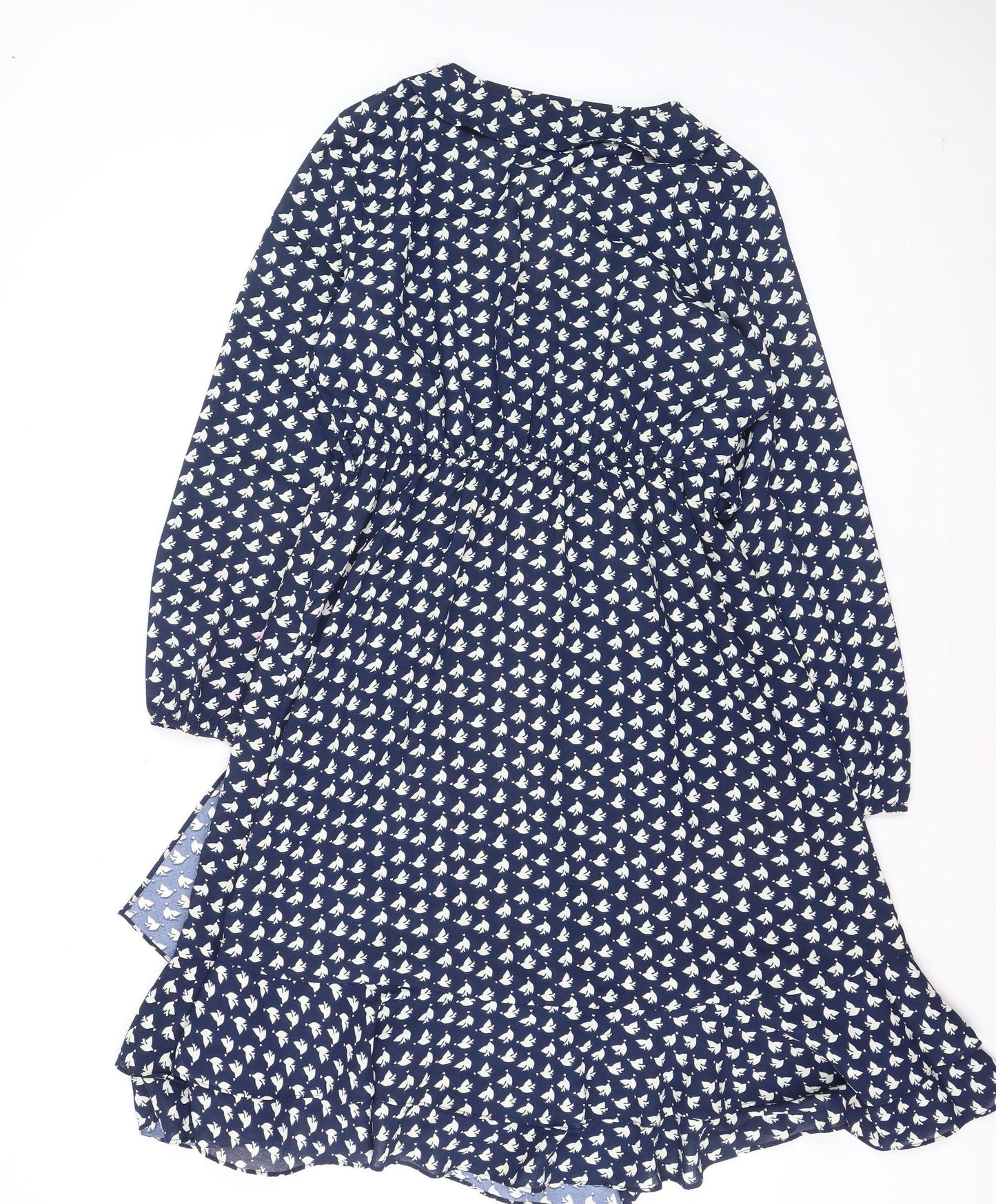 Mela London Women Blue Bird Print Wrap Dress Size 14