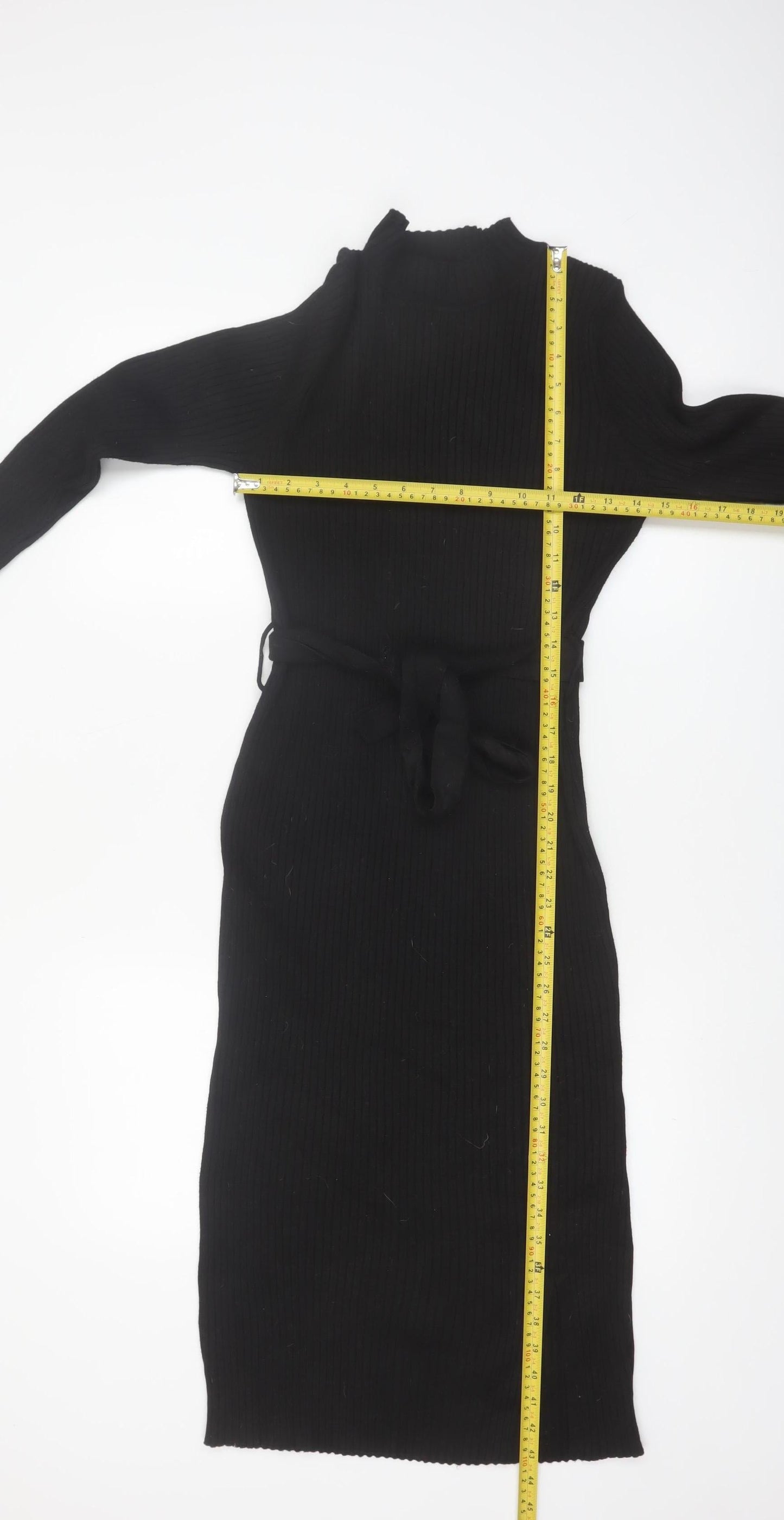 New Look Women Black Petite Size 16 Bodycon Midi Knit Dress