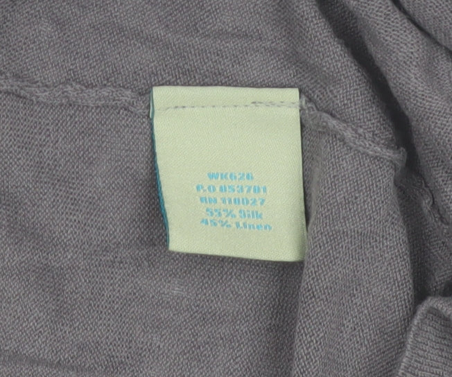 Boden Women's Grey Silk Linen Long Sleeve Open Cardigan Size 10