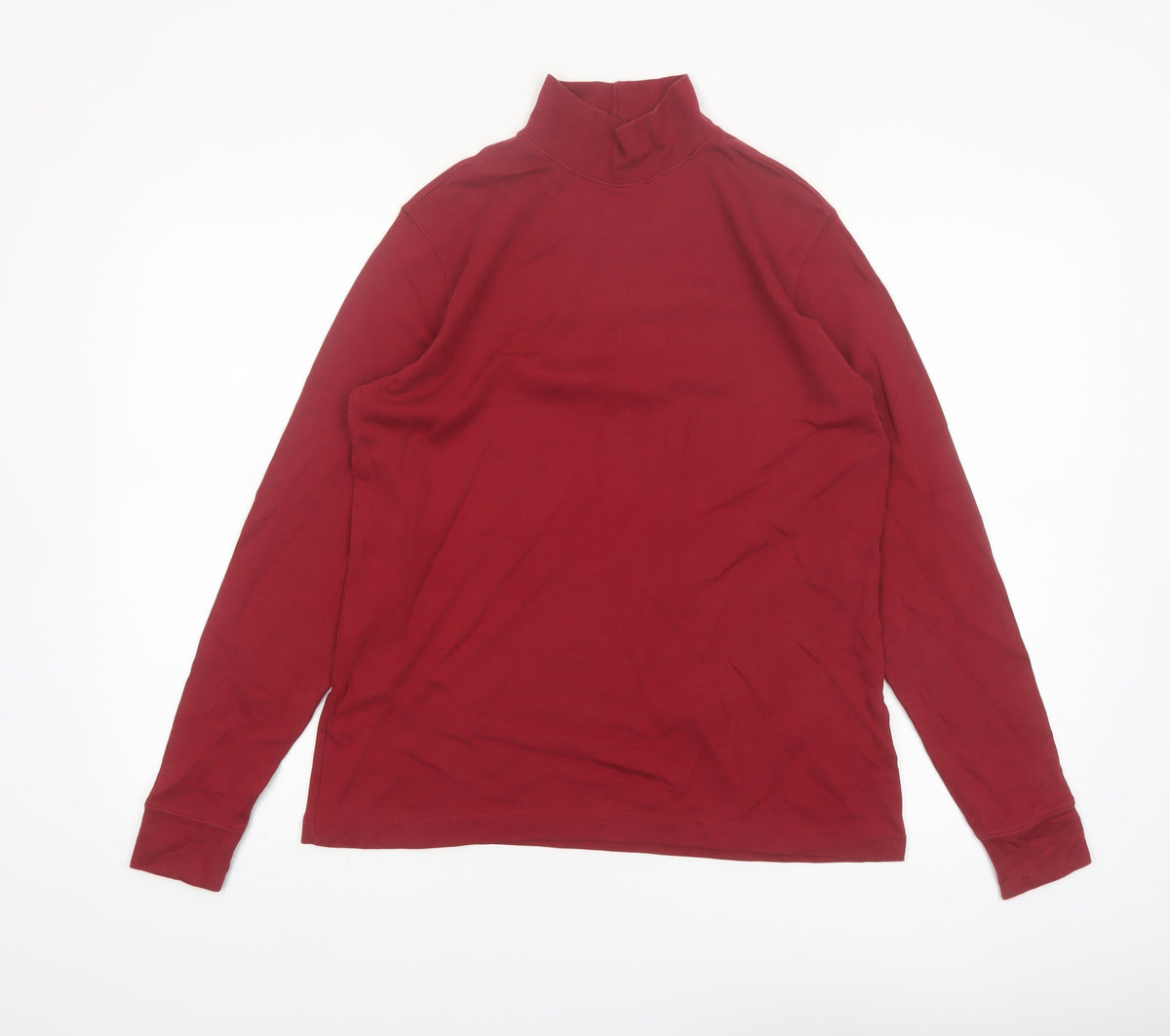 Lands' End Men's Red Relaxed Fit Roll Neck Long Sleeve Top Size S