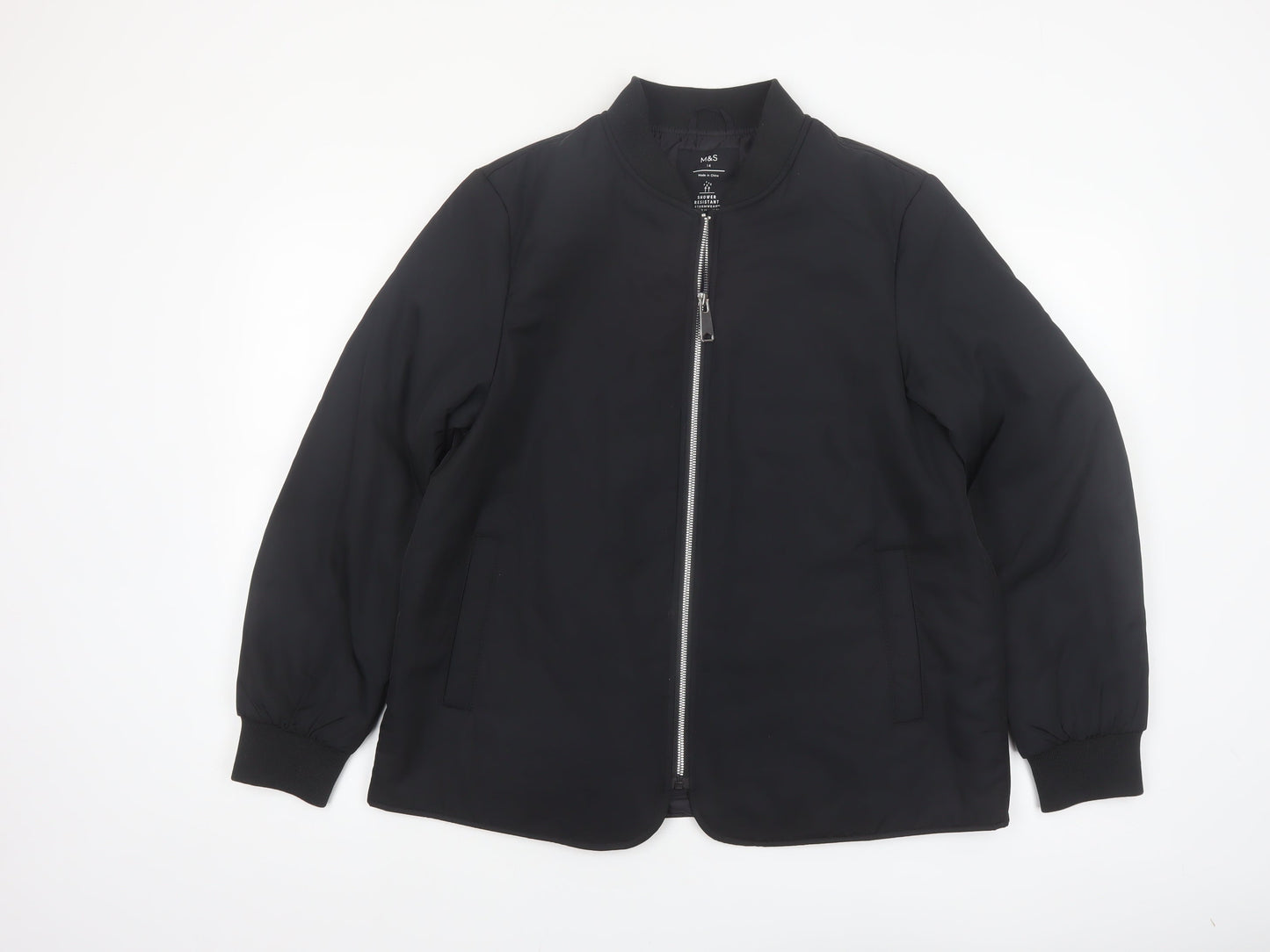 Marks and Spencer Women's Black Bomber Jacket Size 14 Stormwear