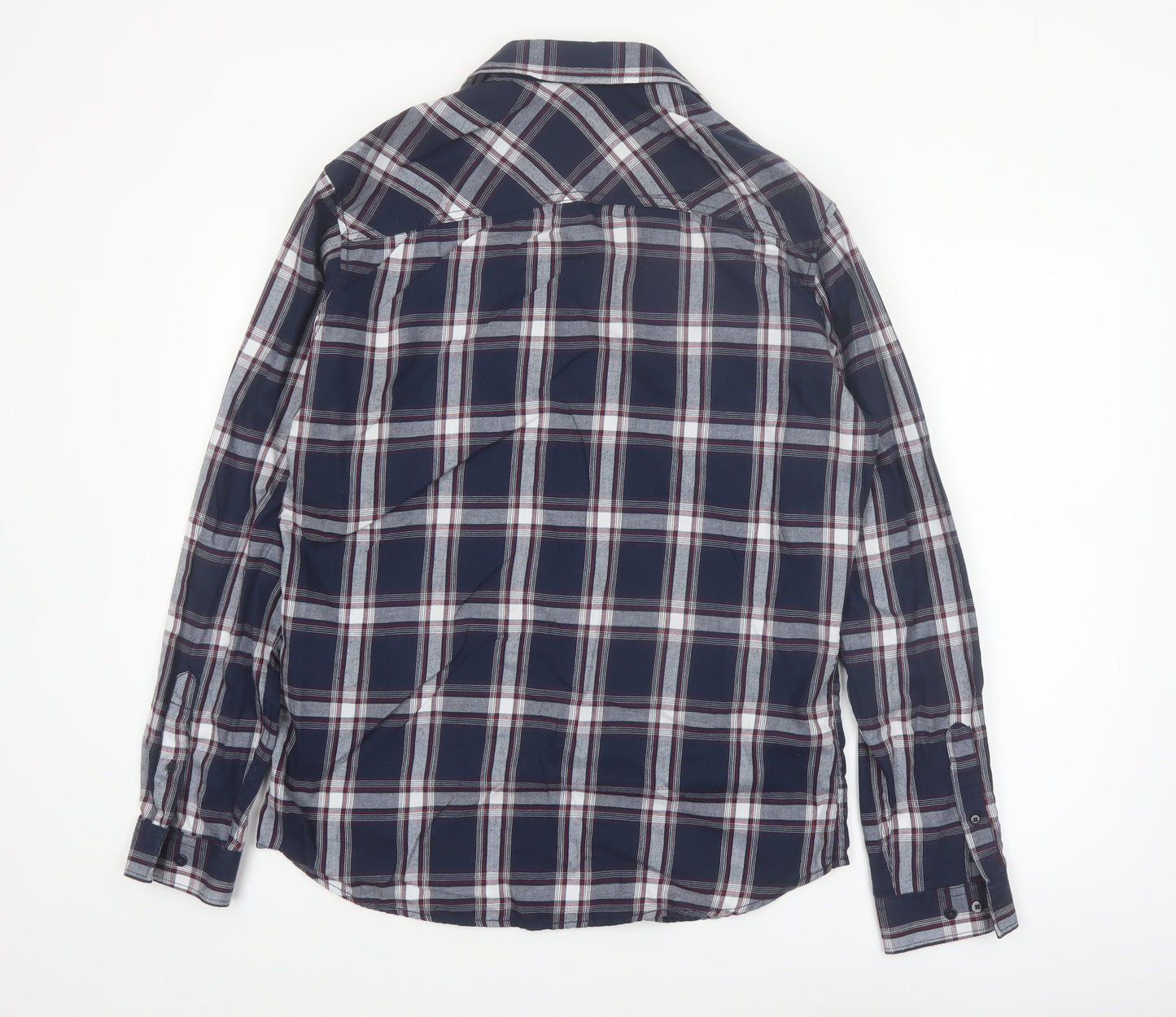 Jack & Jones Men's Blue Check Long Sleeve Regular Fit Shirt Size L