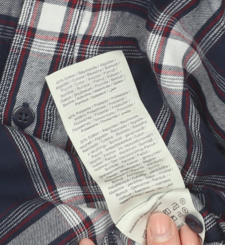 Jack & Jones Men's Blue Check Long Sleeve Regular Fit Shirt Size L