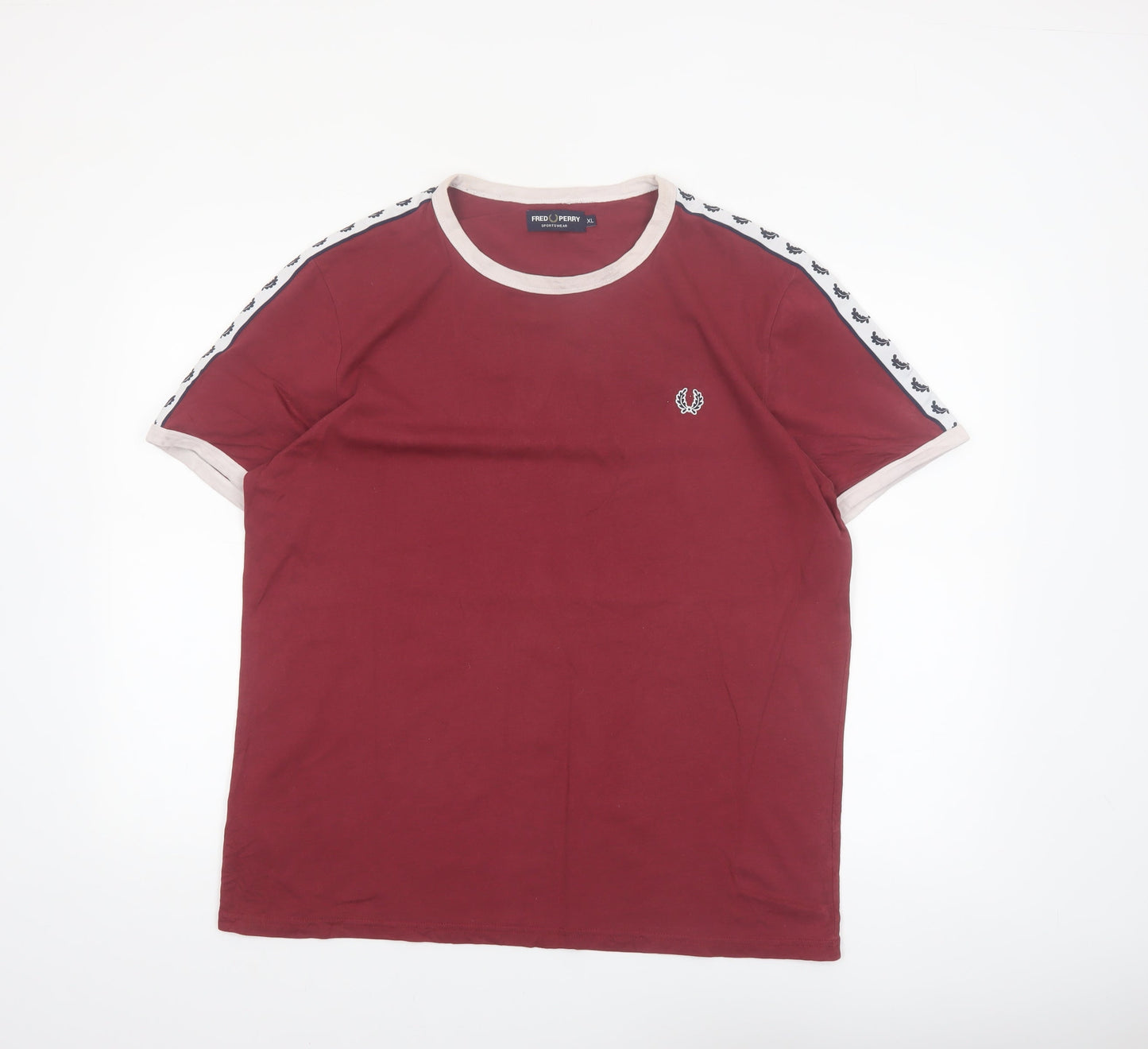 Fred Perry Men's Maroon Crew Neck Short Sleeve Sportswear T-Shirt XL