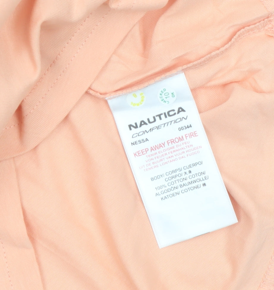 Nautica Women Orange Regular Fit Cotton Short Sleeve T-Shirt UK 10