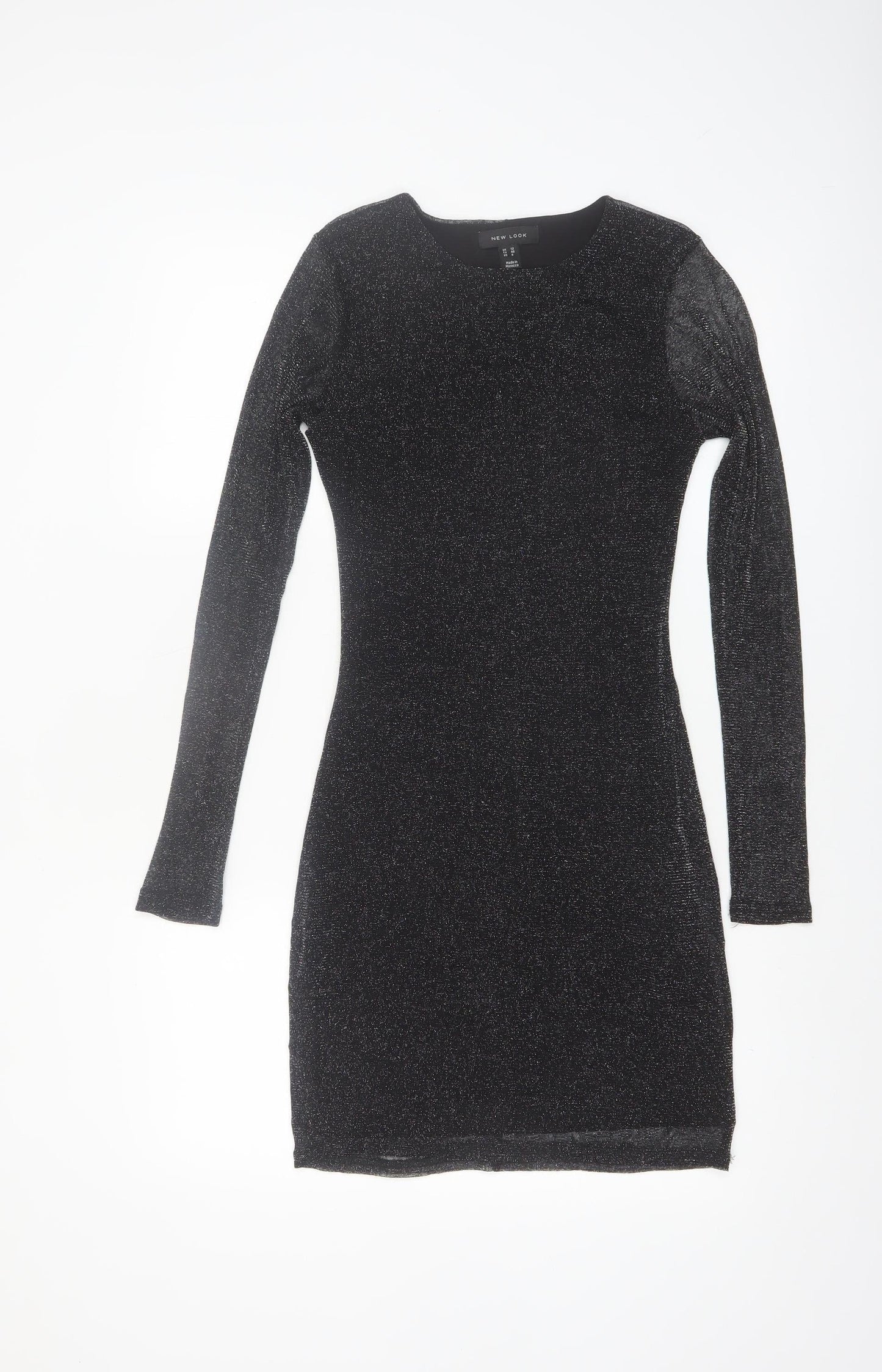 New Look Women Black Glitter Bodycon Short Dress Size 12