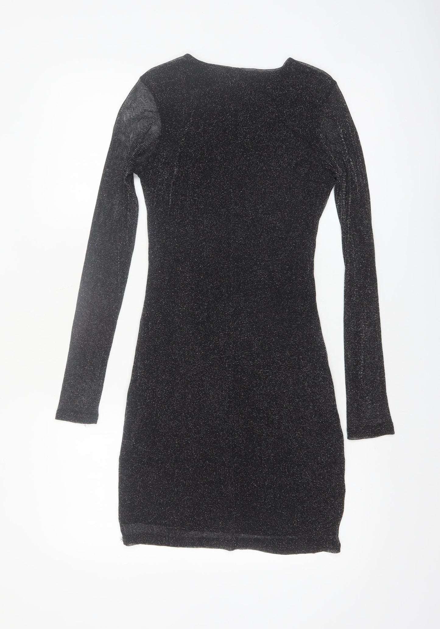 New Look Women Black Glitter Bodycon Short Dress Size 12