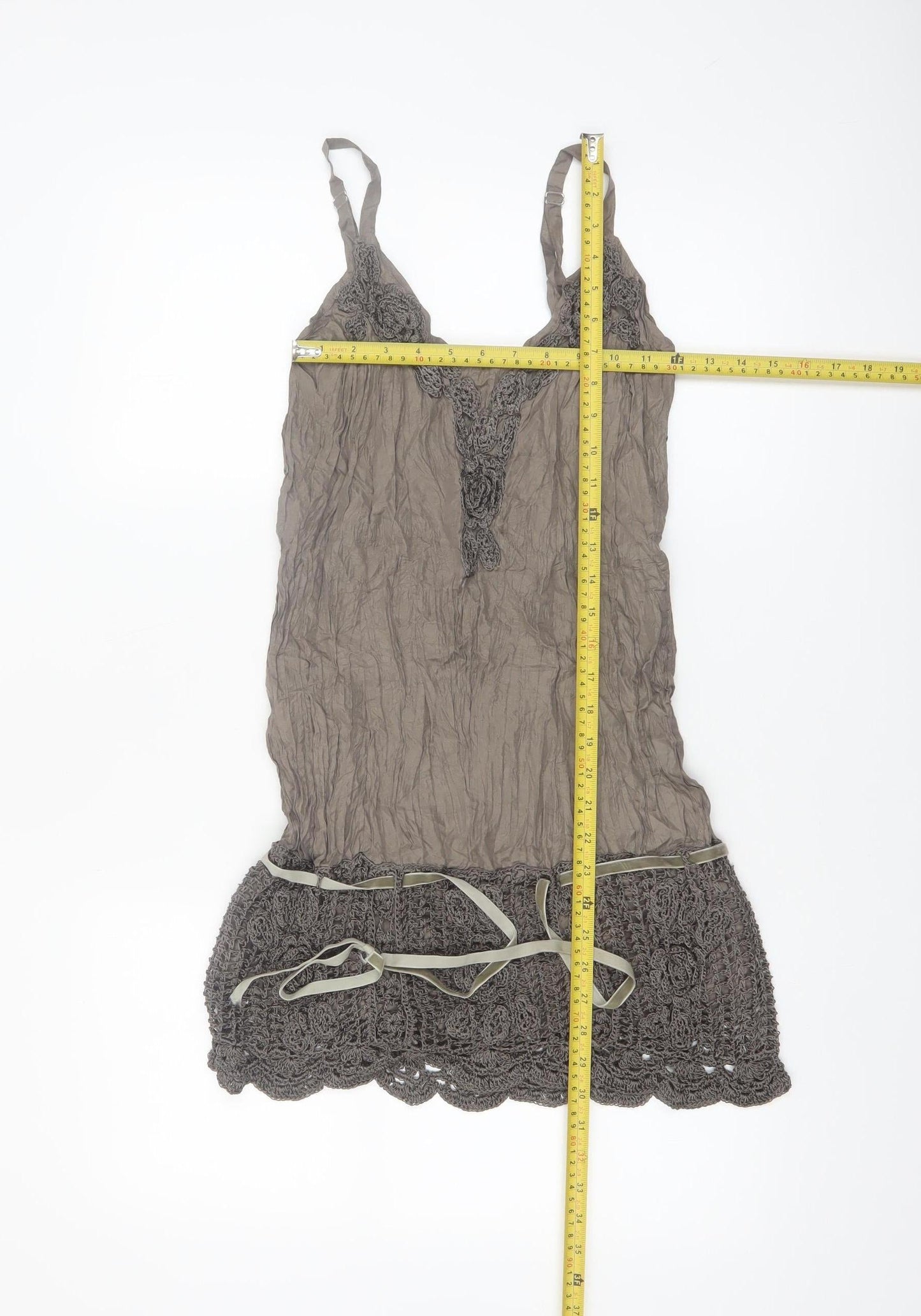 Passport Womens Brown Silk Crochet Camisole Top Size 8