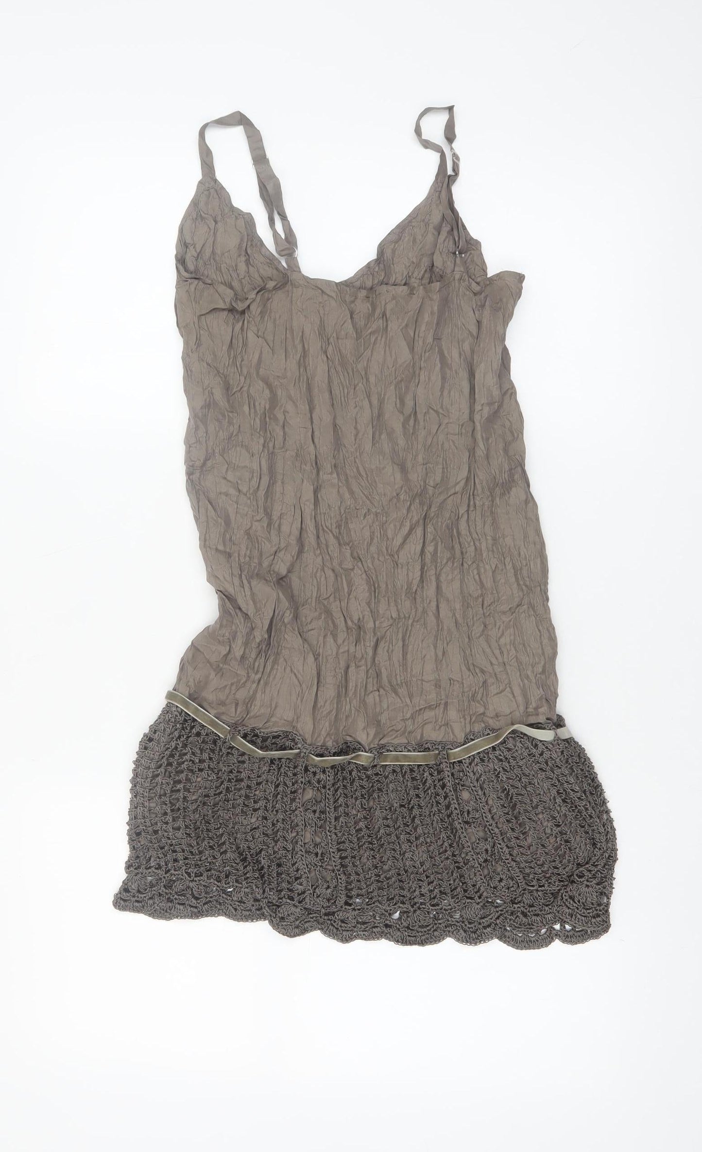 Passport Womens Brown Silk Crochet Camisole Top Size 8