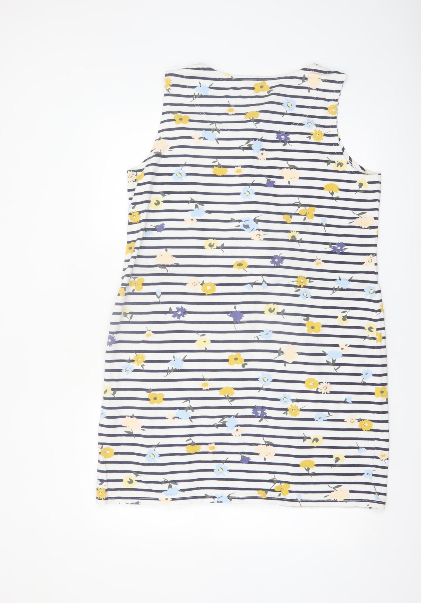 Joules Womens Multicoloured Size 16 Floral Stripe Sleeveless Shift Dress