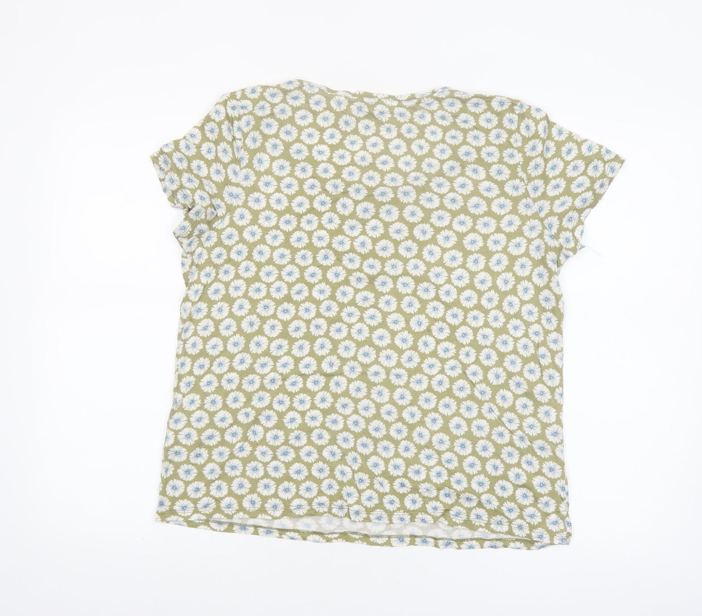 Seasalt Cornwall Women's Green Floral T-Shirt UK 14 Short Sleeve
