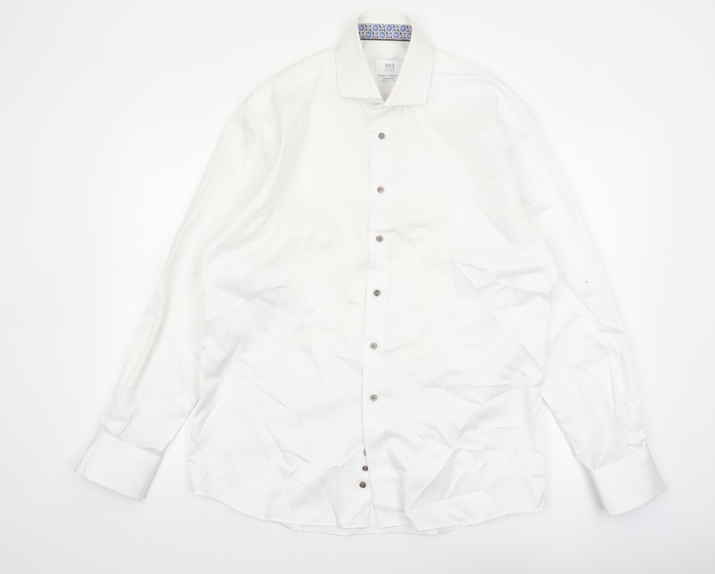 Eterna 1863 Men's White Modern Fit Long Sleeve Cotton Shirt 16in