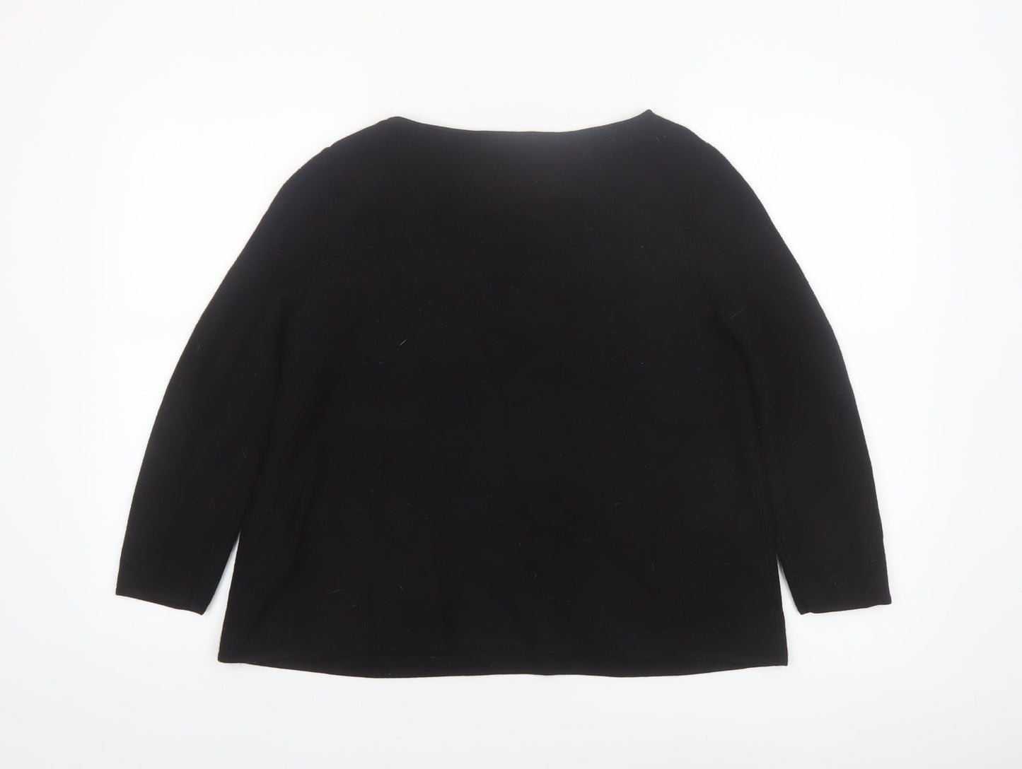 COS Women's Black Wool Boat Neck Long Sleeve Pullover Jumper Size 12