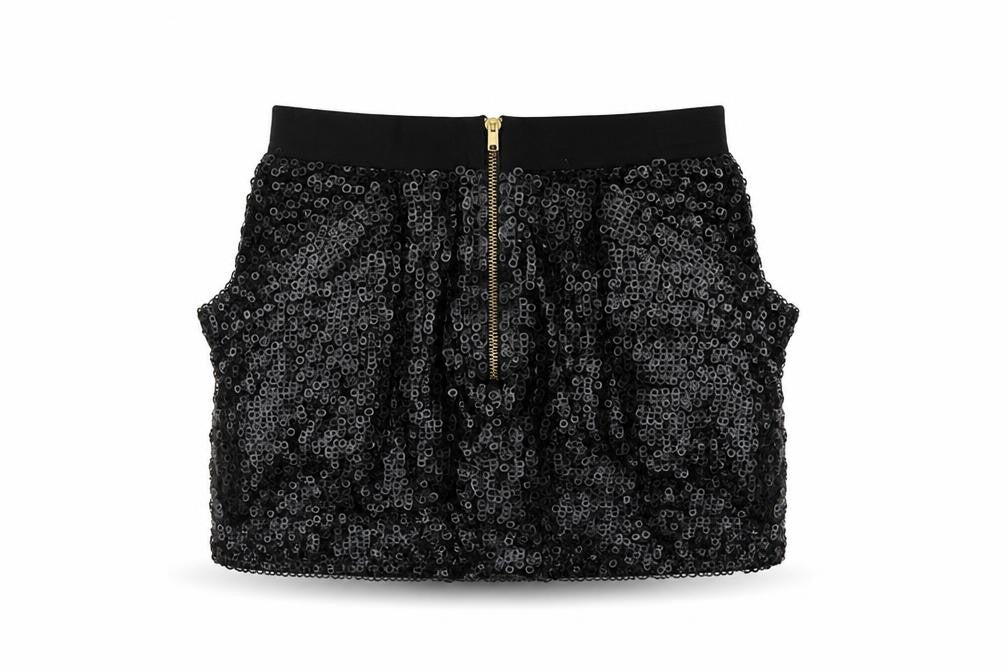 MANDI Women’s Black Sequin Mini Skirt Size 2XS Short Length Party