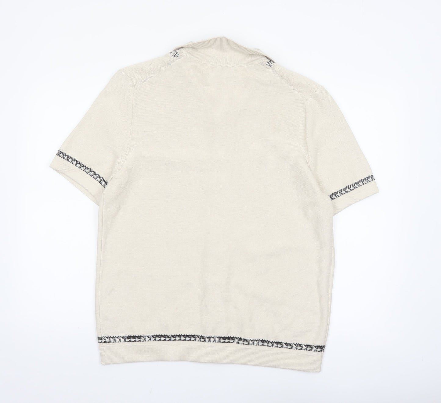 Marks and Spencer Autograph Men's Beige Cotton Collared Short Sleeve Cardigan M