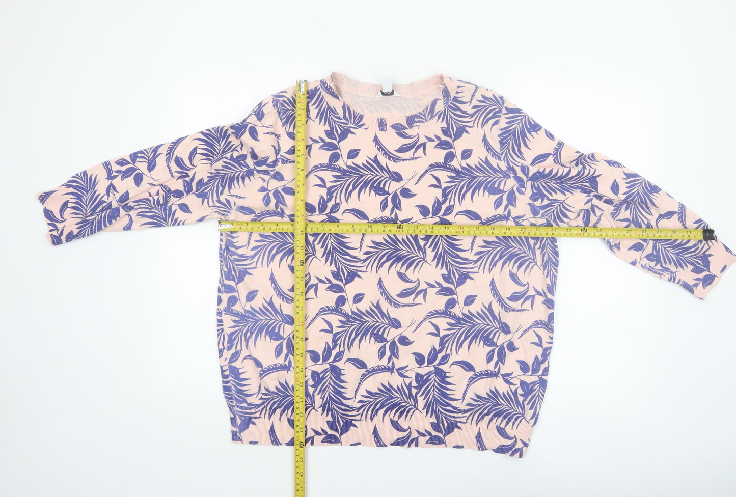 M&Co Women’s Pink Floral Cotton Knit Jumper Size 20