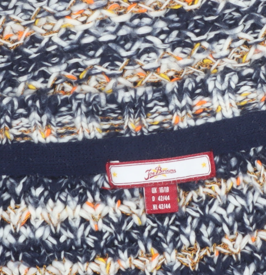 Joe Browns Women Multicoloured Chunky Knit Button Cardigan Size 16