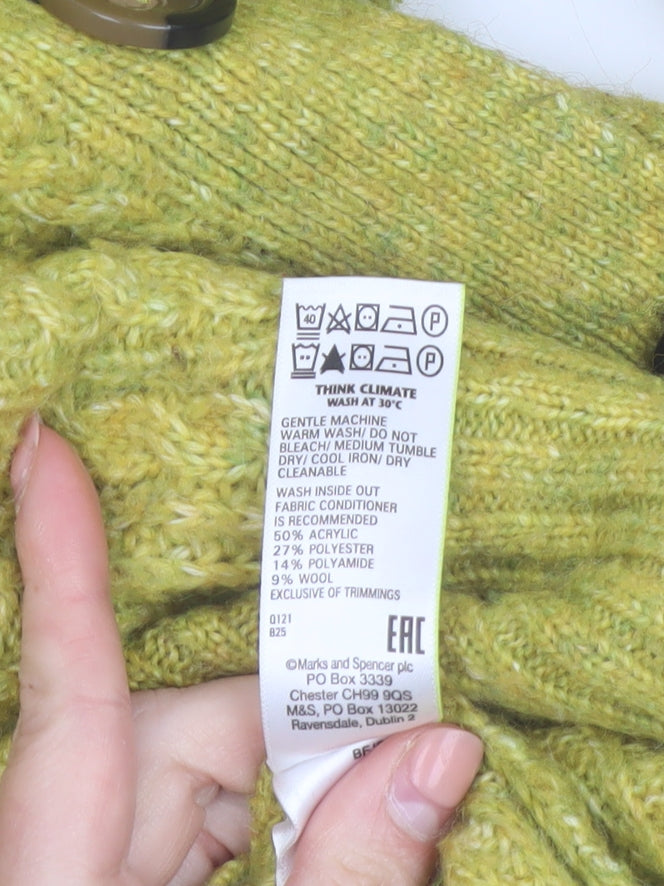 Marks and Spencer Women's Green Cable Knit Cardigan Size S
