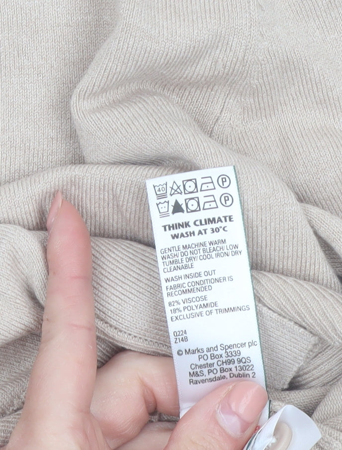 Marks and Spencer Women’s Beige Cardigan Size 14 Crew Neck Knit