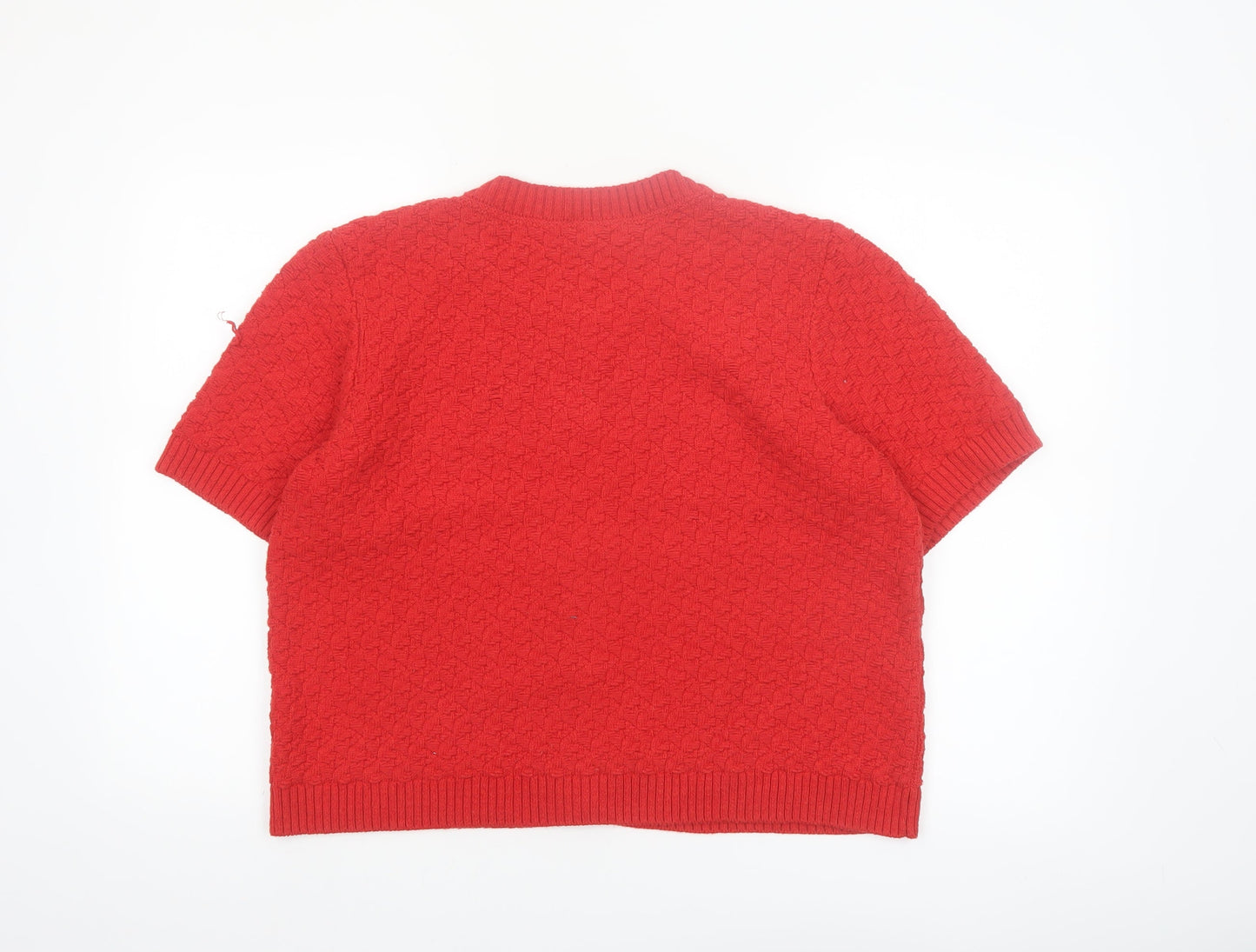 Marks and Spencer Women Red Knit Short Sleeve Cardigan L