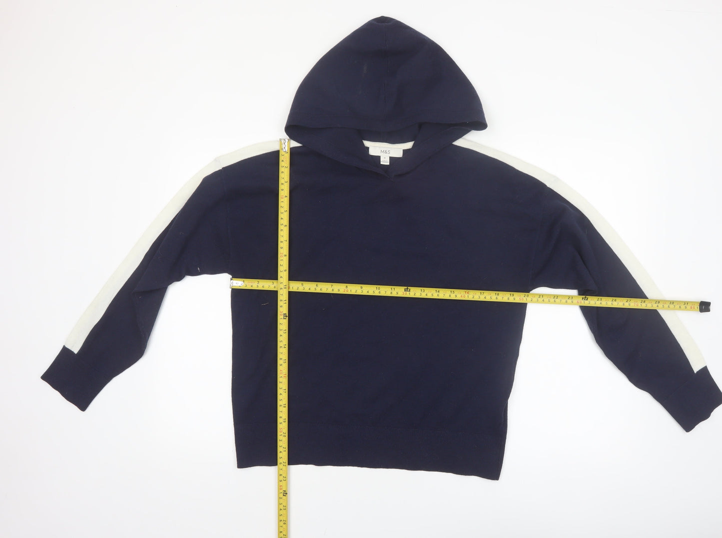 Marks and Spencer Women Blue Hooded Pullover Jumper M