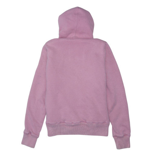 Diesel Womens Pink Full Zip Hoodie Medium Faux Fur Lined Sweatshirt