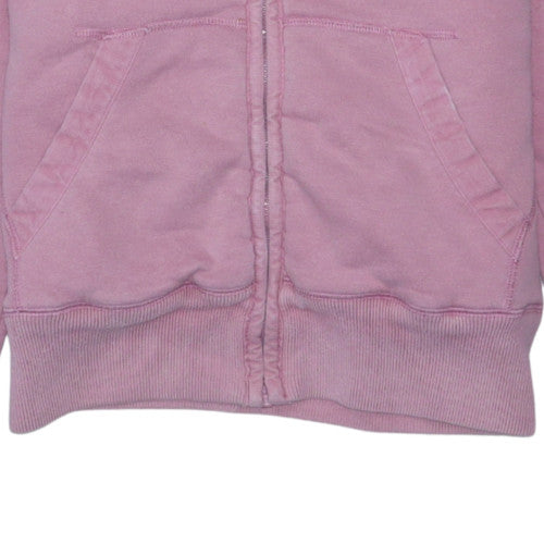 Diesel Womens Pink Full Zip Hoodie Medium Faux Fur Lined Sweatshirt