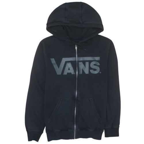 Vans Men's Black Small Full Zip Fleece Hoodie with Logo