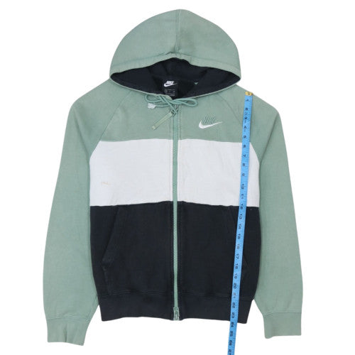 Nike Men's Green Full Zip Hoodie Small Colour Block Sportswear