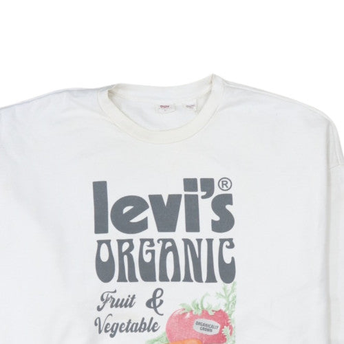 Levi's Women's White Graphic Pullover Sweatshirt XL Organic Market Print