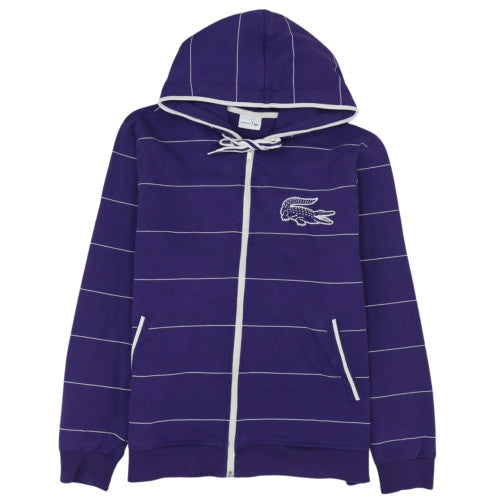 Lacoste Men’s Blue Striped Full Zip Hoodie Size 2XL Cotton