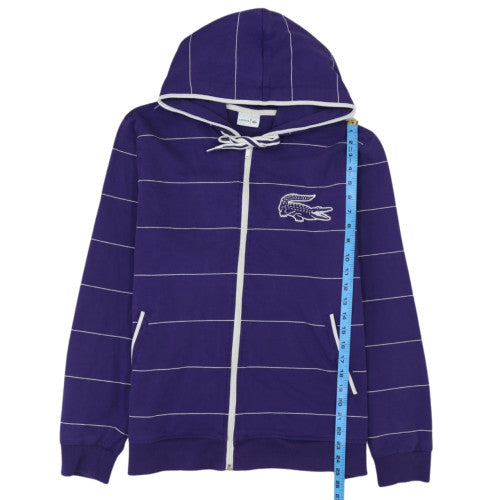 Lacoste Men’s Blue Striped Full Zip Hoodie Size 2XL Cotton