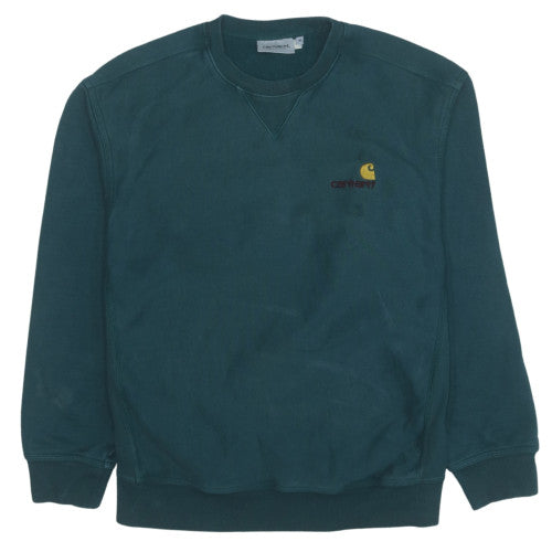 Carhartt Men Green Crew Neck Pullover Sweatshirt M Regular Fleece