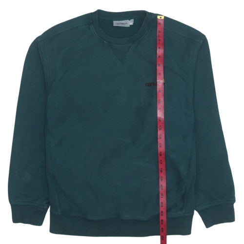 Carhartt Men Green Crew Neck Pullover Sweatshirt M Regular Fleece