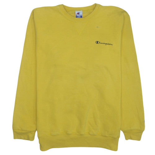 Champion Men's Yellow Pullover Sweatshirt Large Crew Neck Fleece