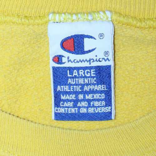 Champion Men's Yellow Pullover Sweatshirt Large Crew Neck Fleece