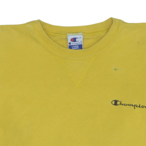 Champion Men's Yellow Pullover Sweatshirt Large Crew Neck Fleece