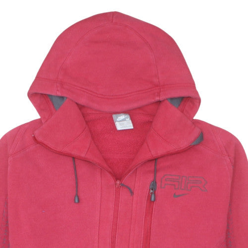 Nike Men's Red Full Zip Hoodie Air Logo Fleece Size M