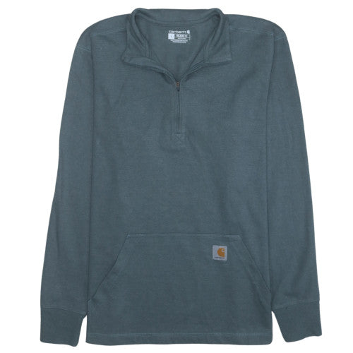 Carhartt Mens Blue Relaxed Fit 1/4 Zip Pullover Sweatshirt L