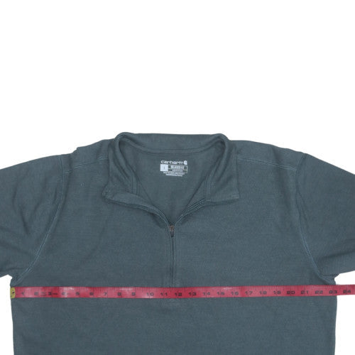 Carhartt Mens Blue Relaxed Fit 1/4 Zip Pullover Sweatshirt L