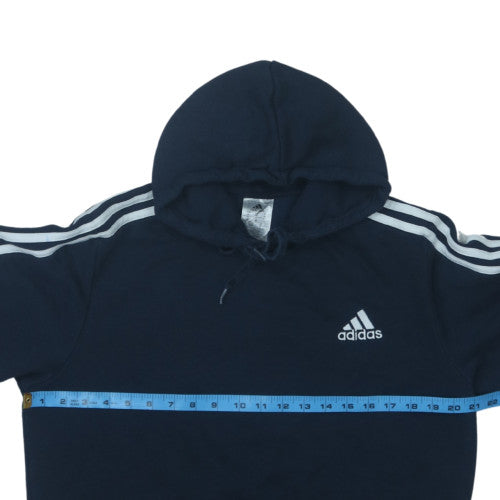 Adidas Mens Blue Pullover Hoodie M Sports Fleece Regular Fit