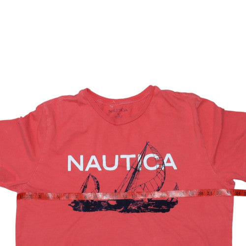 Nautica Men's Red Crew Neck Short Sleeve Graphic T-Shirt XL
