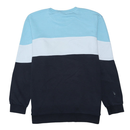 Adidas Mens Blue Colour Block Logo Sweatshirt XL Crew Neck