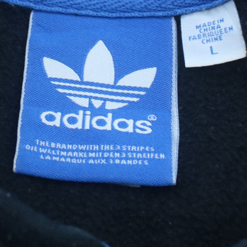 Adidas Mens Black Full Zip Hoodie L Logo Fleece Sweatshirt
