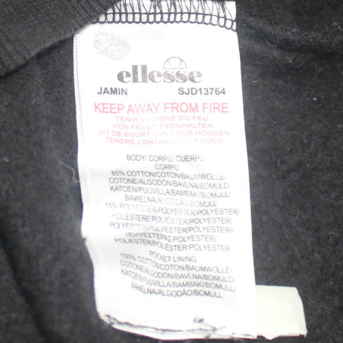 Ellesse Womens Black 1/4 Zip Pullover Sweatshirt UK 14 Logo Cotton Blend