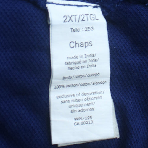 Chaps Men's Blue Striped Cotton Polo Shirt 2XLT Regular Fit