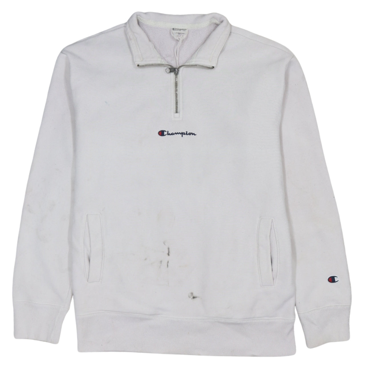 Champion Men's White XS 1/4 Zip Fleece Sweatshirt
