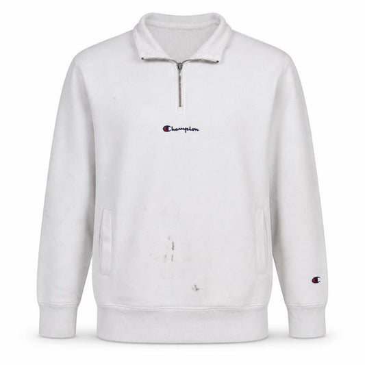 Champion Men's White XS 1/4 Zip Fleece Sweatshirt